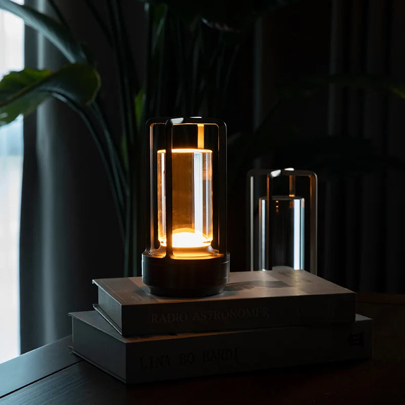 Uppladdningsbar trådlös bordslampa med kristallglas - Bärbar LED-lampa för inomhus- och utomhusområden | Veska