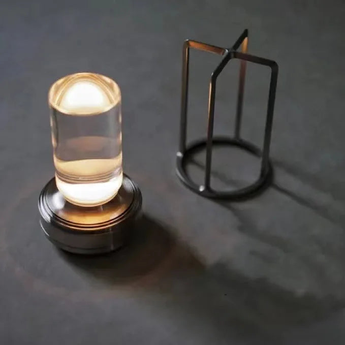 Uppladdningsbar trådlös bordslampa med kristallglas - Bärbar LED-lampa för inomhus- och utomhusområden | Veska