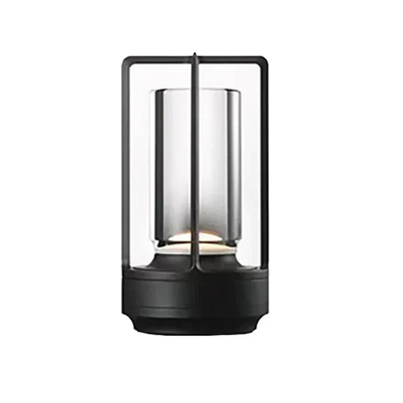 Uppladdningsbar trådlös bordslampa med kristallglas - Bärbar LED-lampa för inomhus- och utomhusområden | Veska Svart