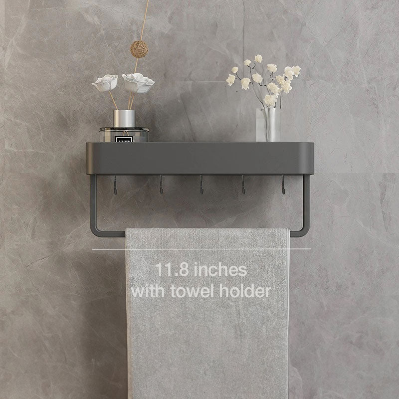 UrbanShelf Moderna flytande badrumshyllor med självhäftande installation och handdukhållare | Veska 30 cm - Med handdukshållare