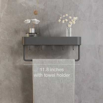 UrbanShelf Moderna flytande badrumshyllor med självhäftande installation och handdukhållare | Veska 30 cm - Med handdukshållare