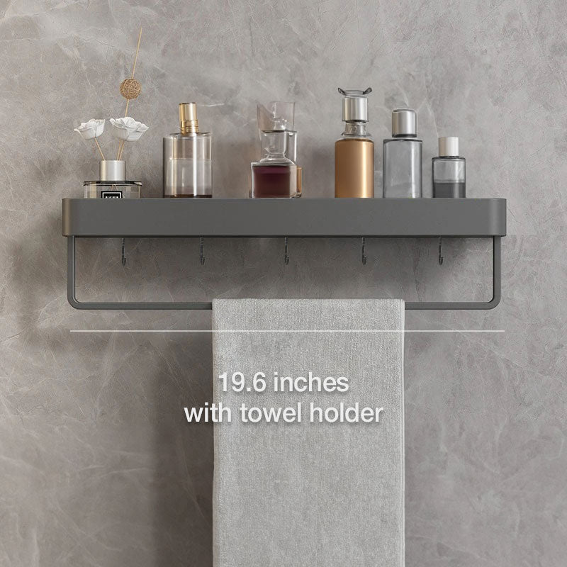 UrbanShelf Moderna flytande badrumshyllor med självhäftande installation och handdukhållare | Veska 50 cm - Med handdukshållare