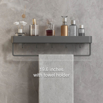 UrbanShelf Moderna flytande badrumshyllor med självhäftande installation och handdukhållare | Veska 50 cm - Med handdukshållare