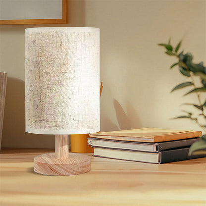 USB Solid Wood Fabric Table Lamp | Veska