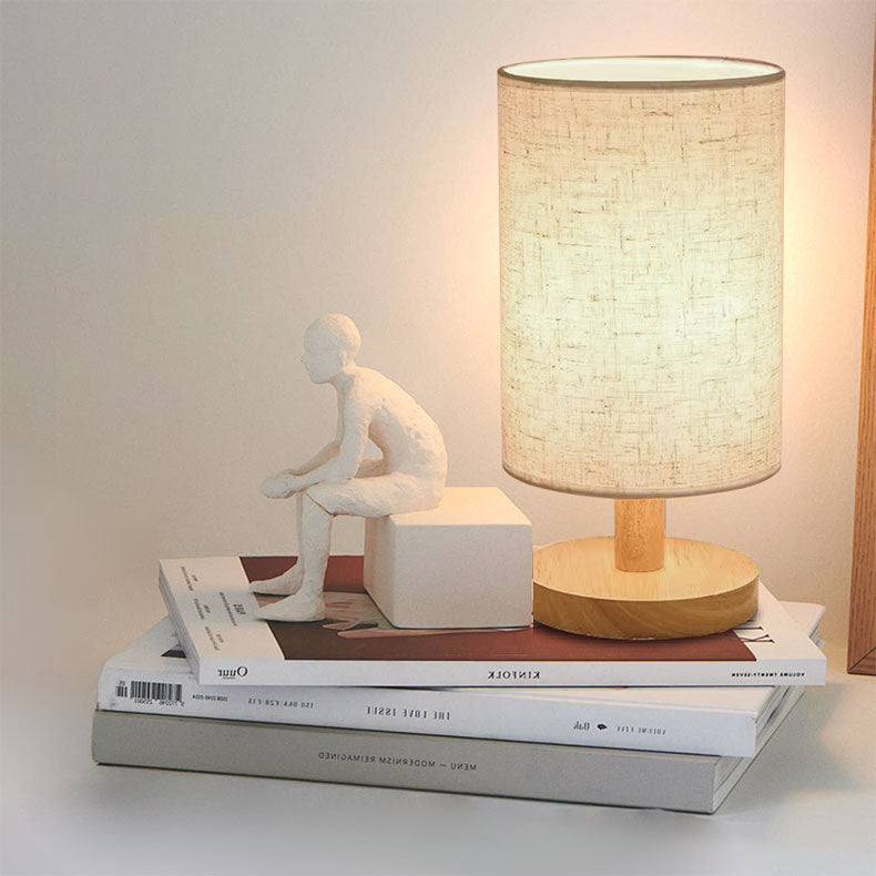 USB Solid Wood Fabric Table Lamp | Veska