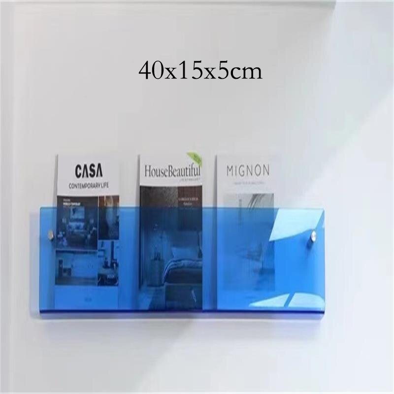 Vägg hylla Klar Akryl Tidningshållare | Veska Ljusblå 40x15x5cm
