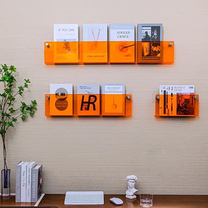 Vägg hylla Klar Akryl Tidningshållare | Veska Orange 30x15x5cm
