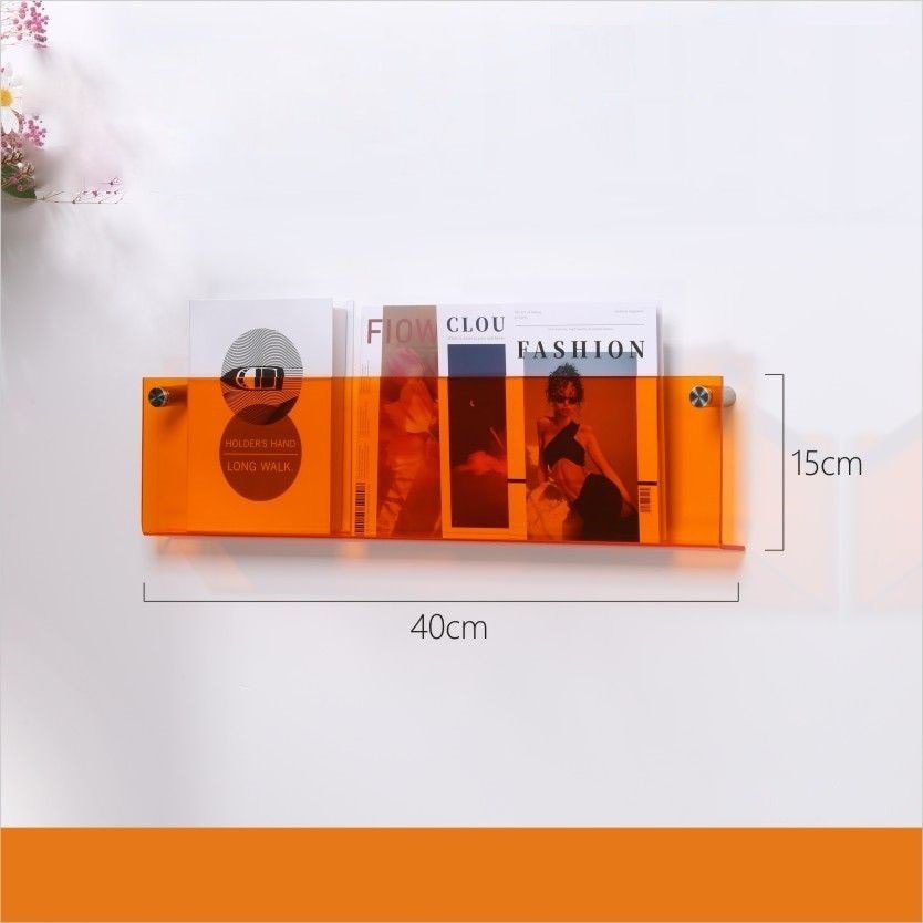 Vägg hylla Klar Akryl Tidningshållare | Veska Orange 40x15x5cm