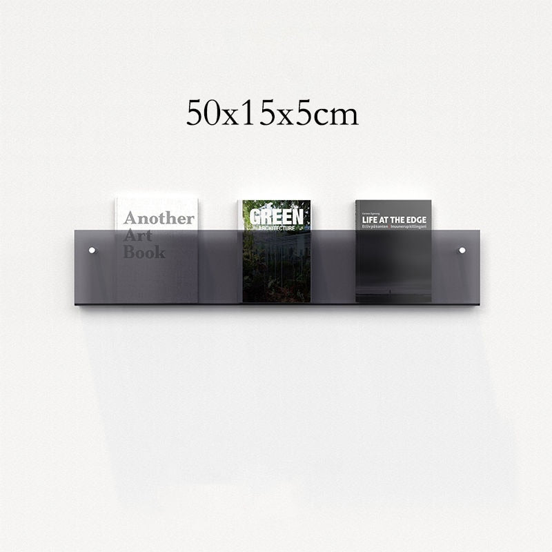 Vägg hylla Klar Akryl Tidningshållare | Veska Svart 50x15x5cm