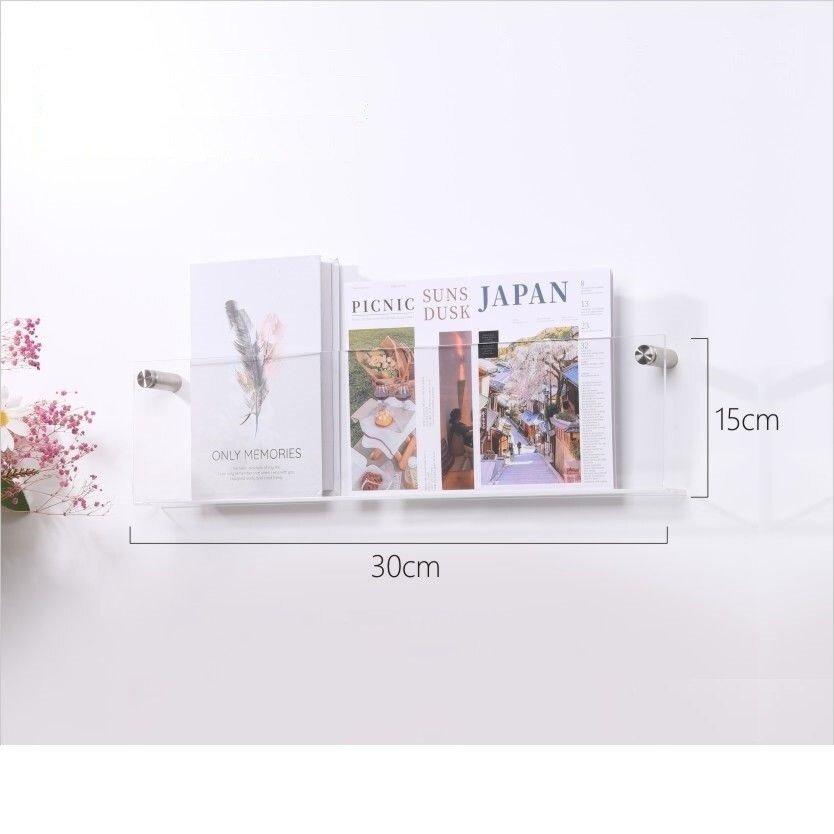 Vägg hylla Klar Akryl Tidningshållare | Veska Tydlig 30x15x5cm