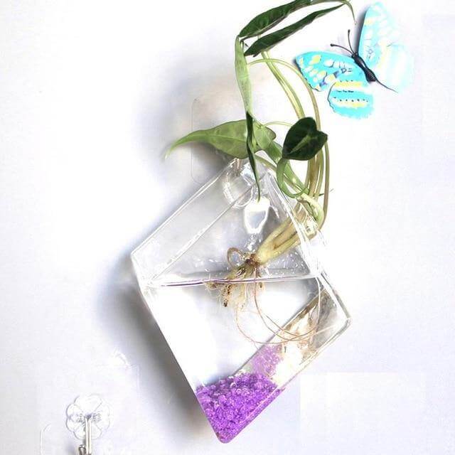Vägghängande hydroponiska glasvaser | Veska prismatisk