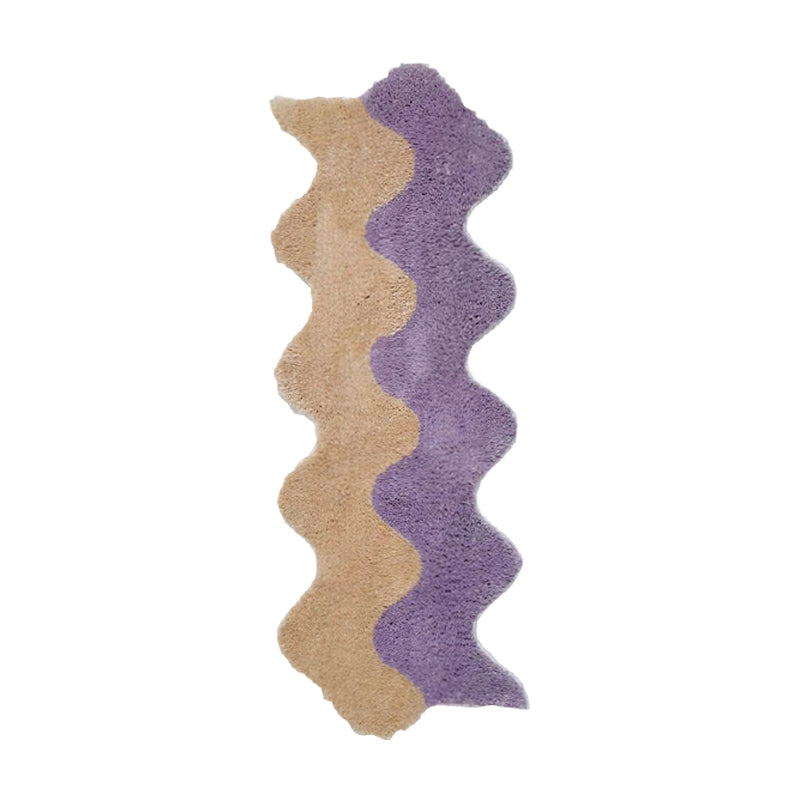 Vågig 2-färgad Smal Matta | Veska 45x120CM Lila + Beige