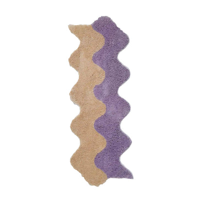Vågig 2-färgad Smal Matta | Veska 45x120CM Lila + Beige