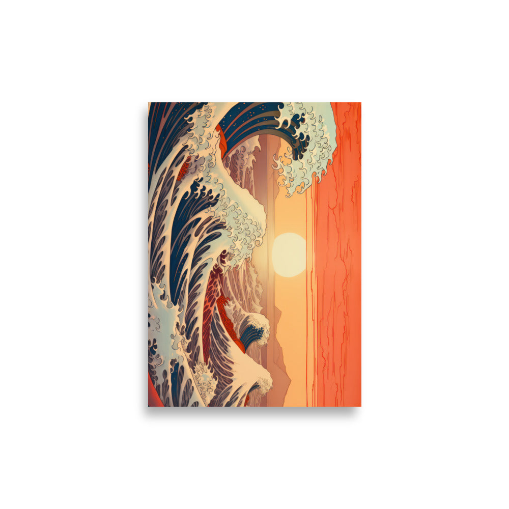 Vågor med solnedgång | Veska 21×30 cm