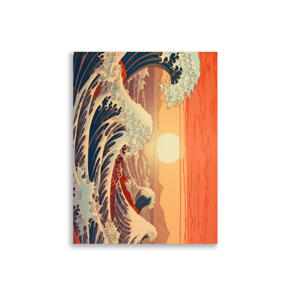 Vågor med solnedgång | Veska 30×40 cm