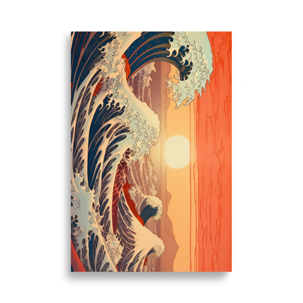 Vågor med solnedgång | Veska 61×91 cm