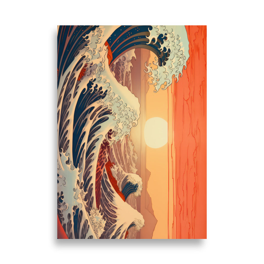 Vågor med solnedgång | Veska 70×100 cm