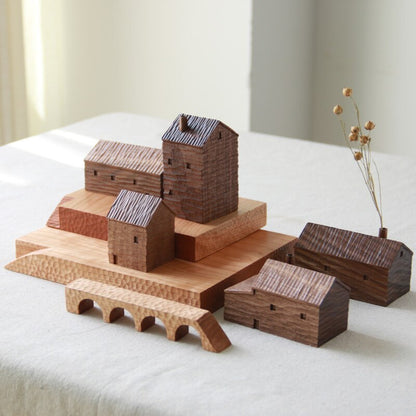 Valnöt Miniatyr Trähus Dekor | Veska