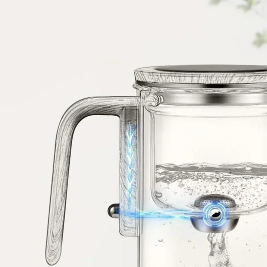 Vattenseparation inre kruka tekanna - glasfiltrering, en-knapps magnetbrytare, trähandtag, 520ml | Veska