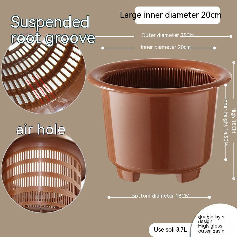 Ventilerande rotkontrollpotta för växter Idealisk för hälsosam tillväxt och optimal ventilation | Veska Braun DR200A - inuti 20 utanför 25,2 hög 17,9