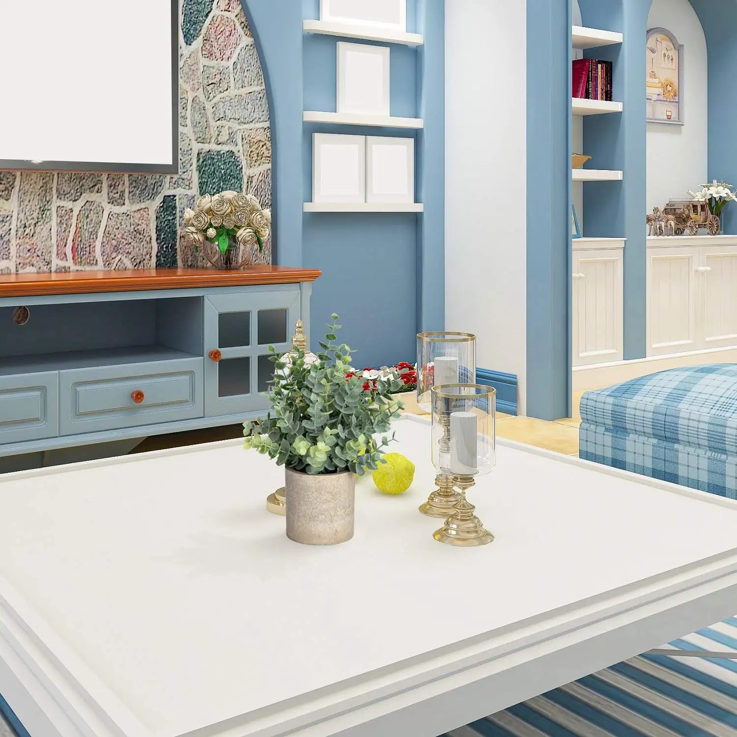 VerdeVibe Modern set om 2 konstgjorda växter i stiliga krukor med stenliknande effekt för en tidlös atmosfär | Veska