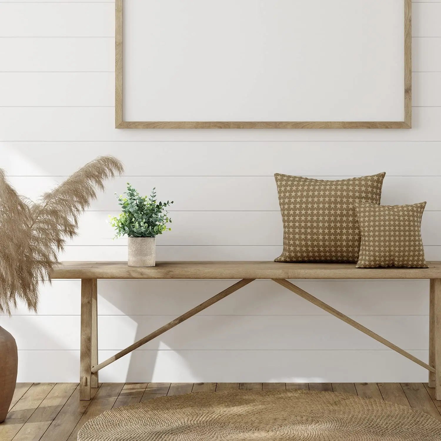 VerdeVibe Modern set om 2 konstgjorda växter i stiliga krukor med stenliknande effekt för en tidlös atmosfär | Veska