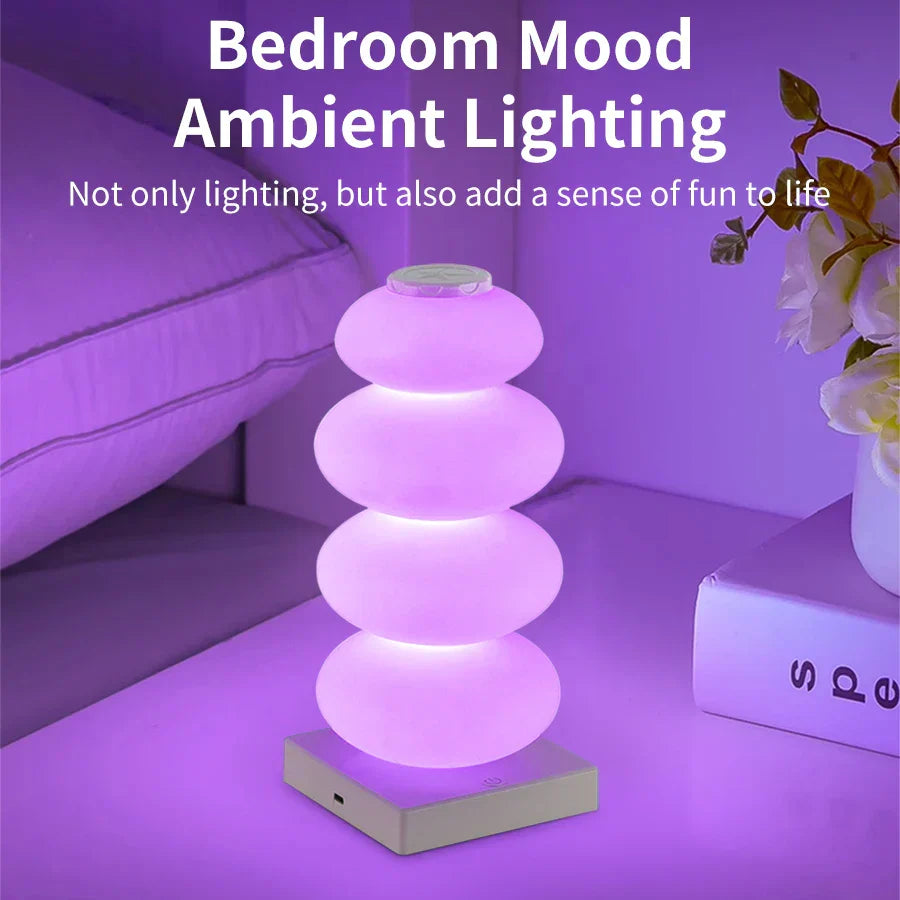 Veska | AuraGlow LED bordslampa | 16 RGB-färger och varmt vitt | Touch-dimring | USB-drift | 3W