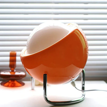 Veska | Aurivio Bordslampa | Glas & Rostfritt Stål | Retro-Nordisk Design | LED Nattlampa Beige/Orange | Ø21×H25 cm