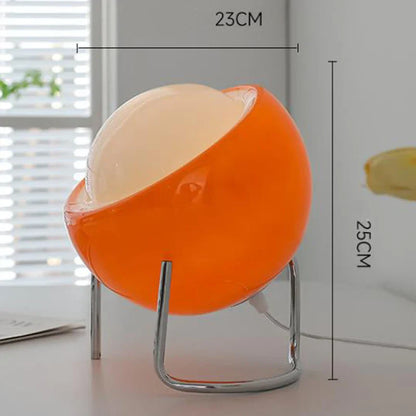 Veska | Aurivio Bordslampa | Glas & Rostfritt Stål | Retro-Nordisk Design | LED Nattlampa Beige/Orange | Ø21×H25 cm