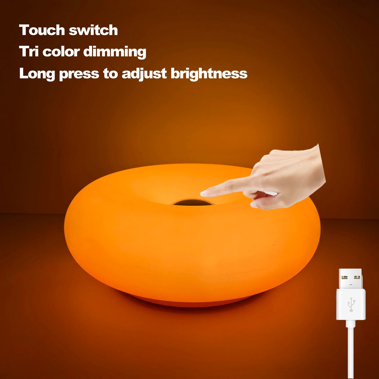 Veska | Bordslampa Luminoro Bauhaus | USB & Touch | RGB 16 färger med fjärrkontroll | Stämningsljus för vardagsrum & sovrum Orange