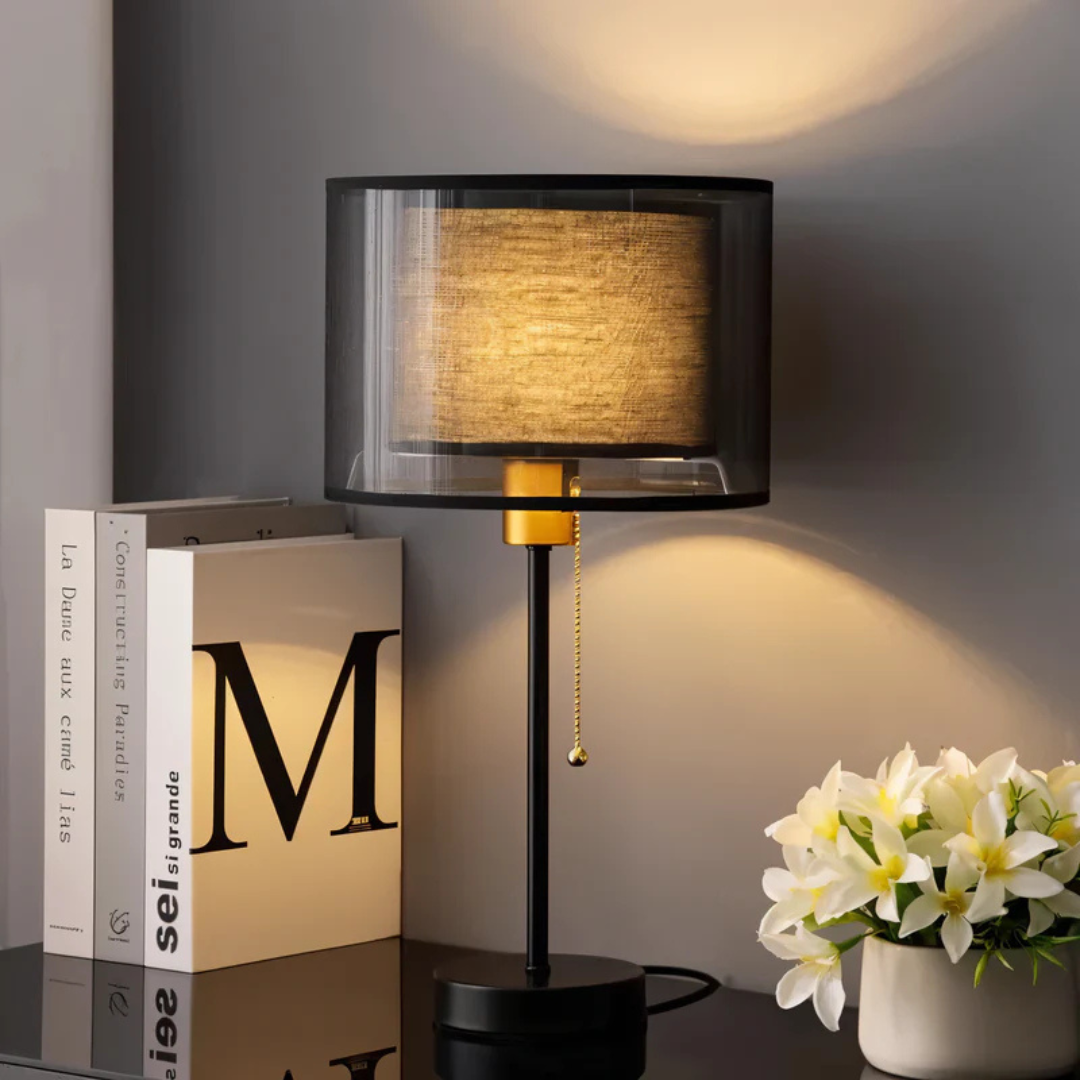 Veska | Bordslampa med dubbel tygskärm