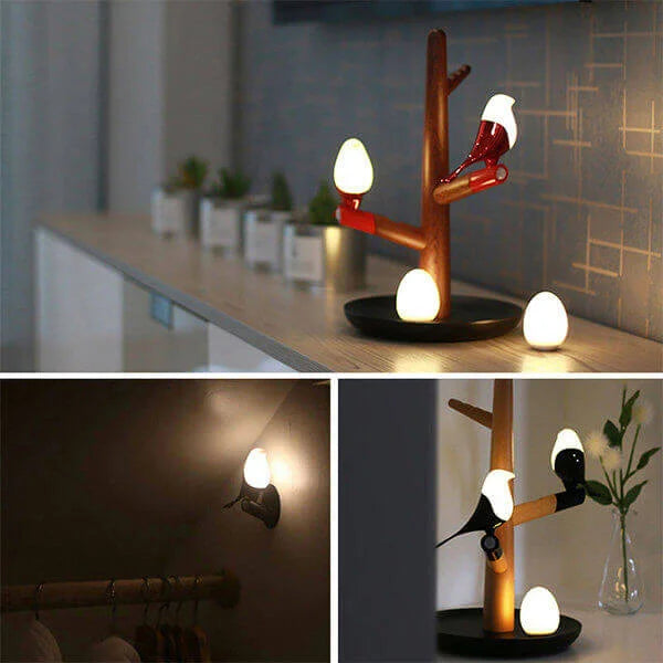 Veska | BrightOak Elegance - Smart trämobil lampa med rörelsesensor