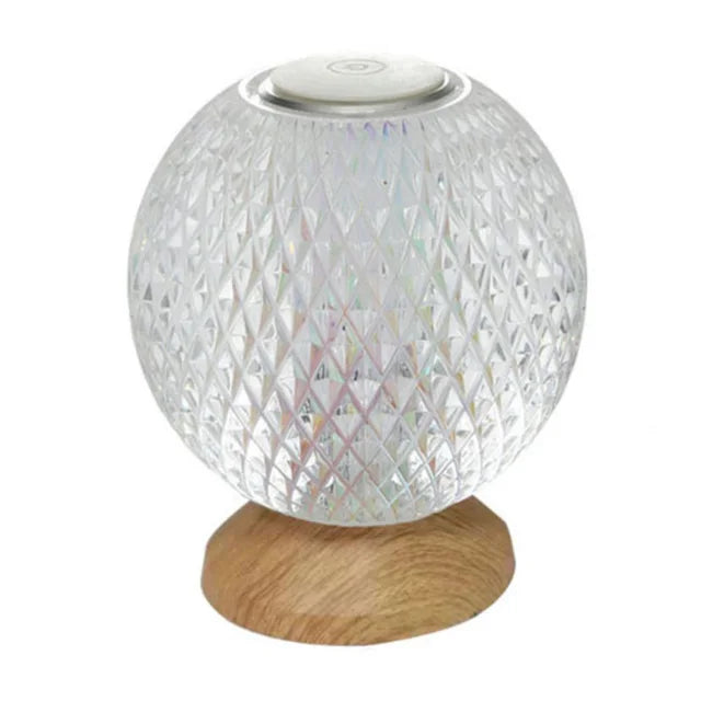 Veska | Chic Crystal Table Lamp – Trådlös Lyx Belysning Träådring