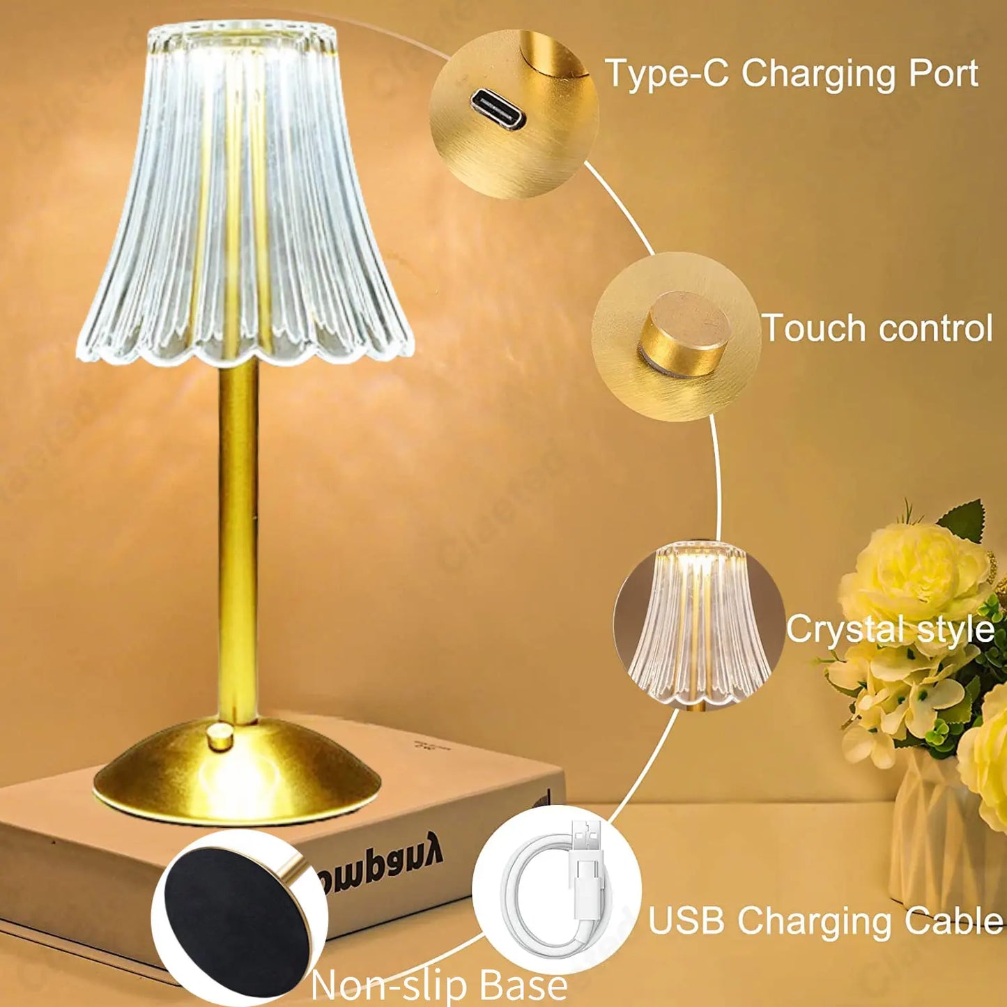 Veska | Cristalglow - Chic Trådlampa med Elegant Krist декорация