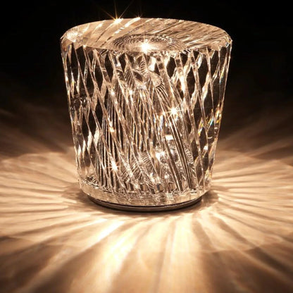 Veska | Crystal Table Lamp VÉLORIA | Diamond Look & 360° Light Play | Wireless & USB Rechargeable | Up to 12 hrs. Light Duration