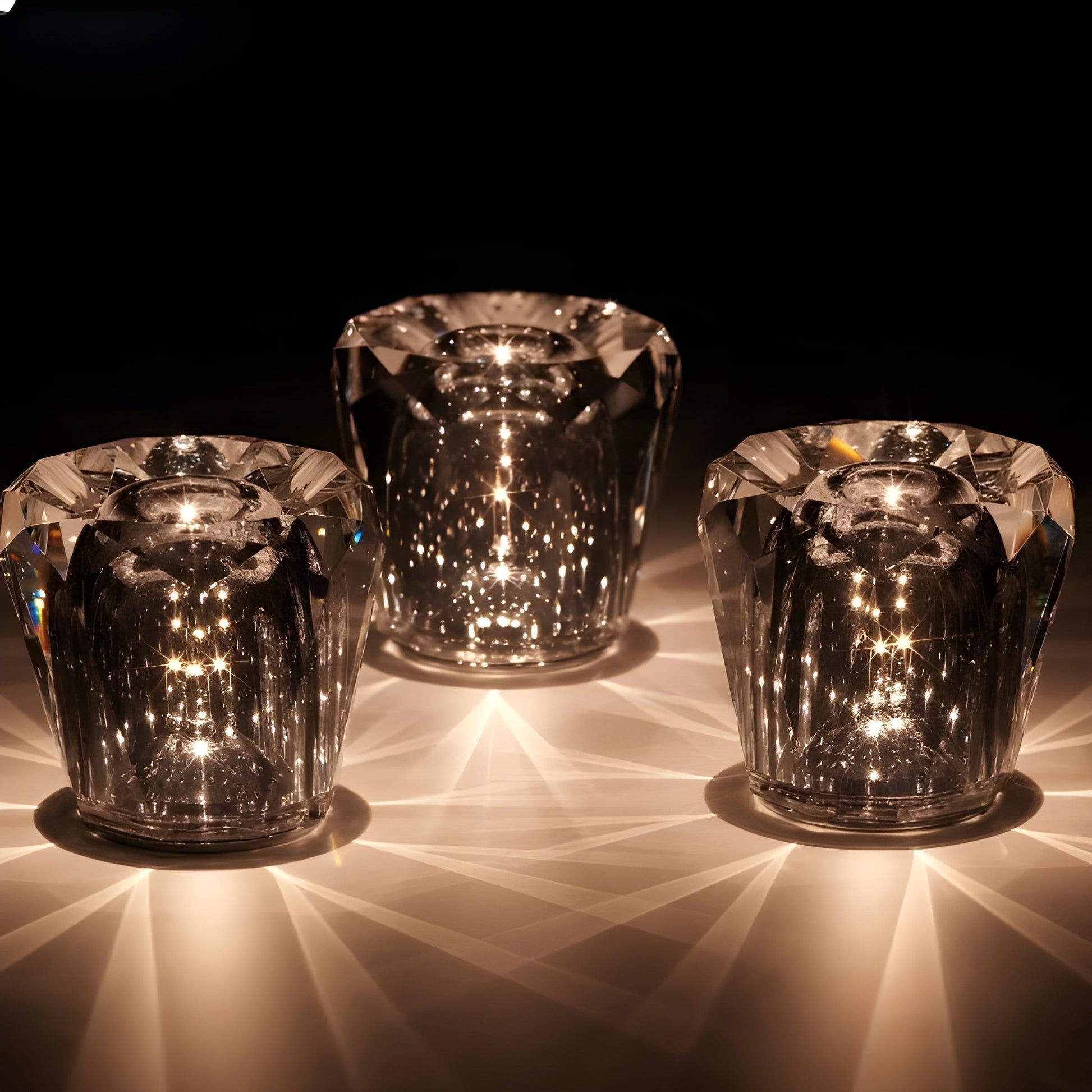 Veska | Crystal Table Lamp VÉLORIA | Diamond Look & 360° Light Play | Wireless & USB Rechargeable | Up to 12 hrs. Light Duration