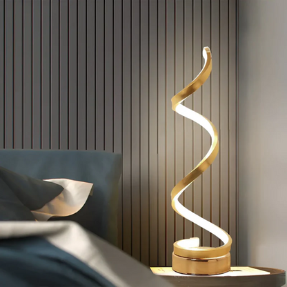 Veska | Dimbar Modern Spiral Bordslampa - LumaSpiral Guld
