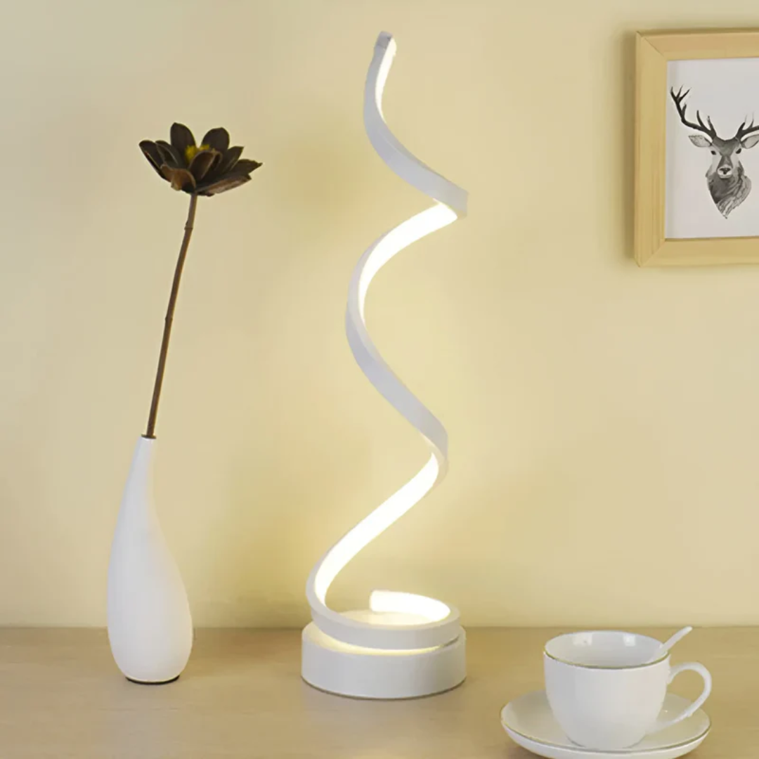 Veska | Dimbar Modern Spiral Bordslampa - LumaSpiral Vit