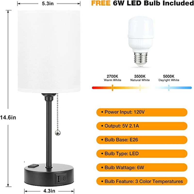 Veska | Elegant Bordslampa med Smart Laddningsalternativ och Tre Färger