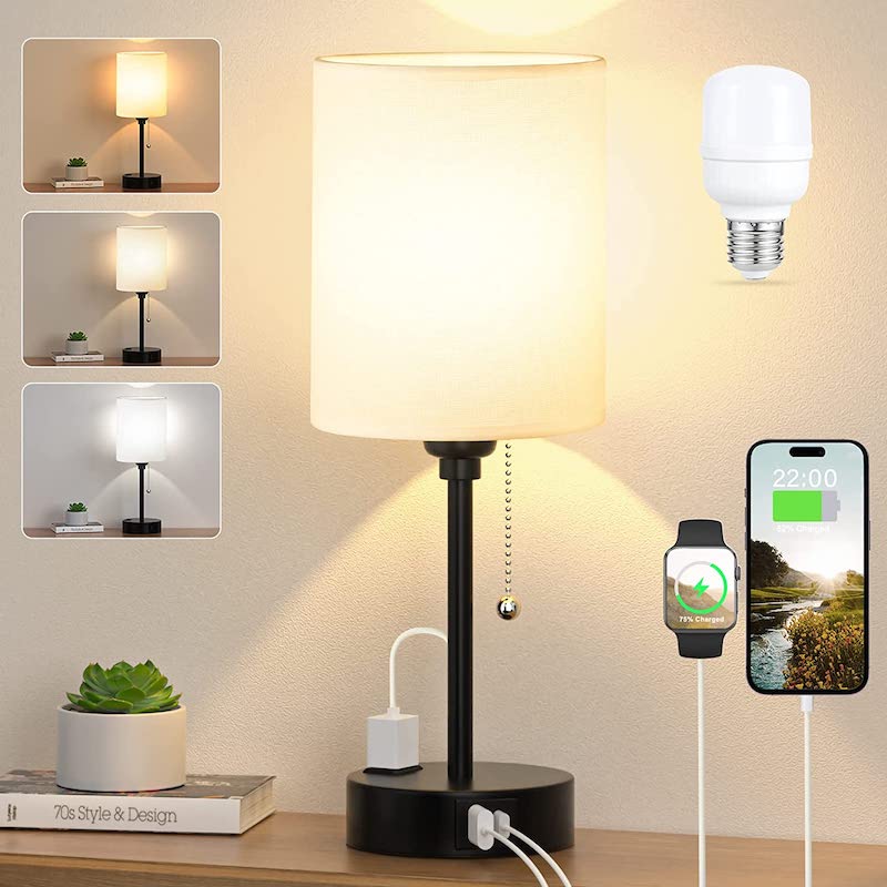 Veska | Elegant Bordslampa med Smart Laddningsalternativ och Tre Färger