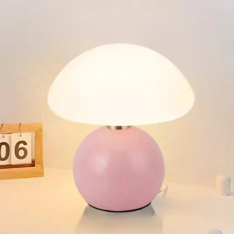 Veska | Elegant Cream Table Lamp – Atmosfärisk Belysning för Hem Rosa