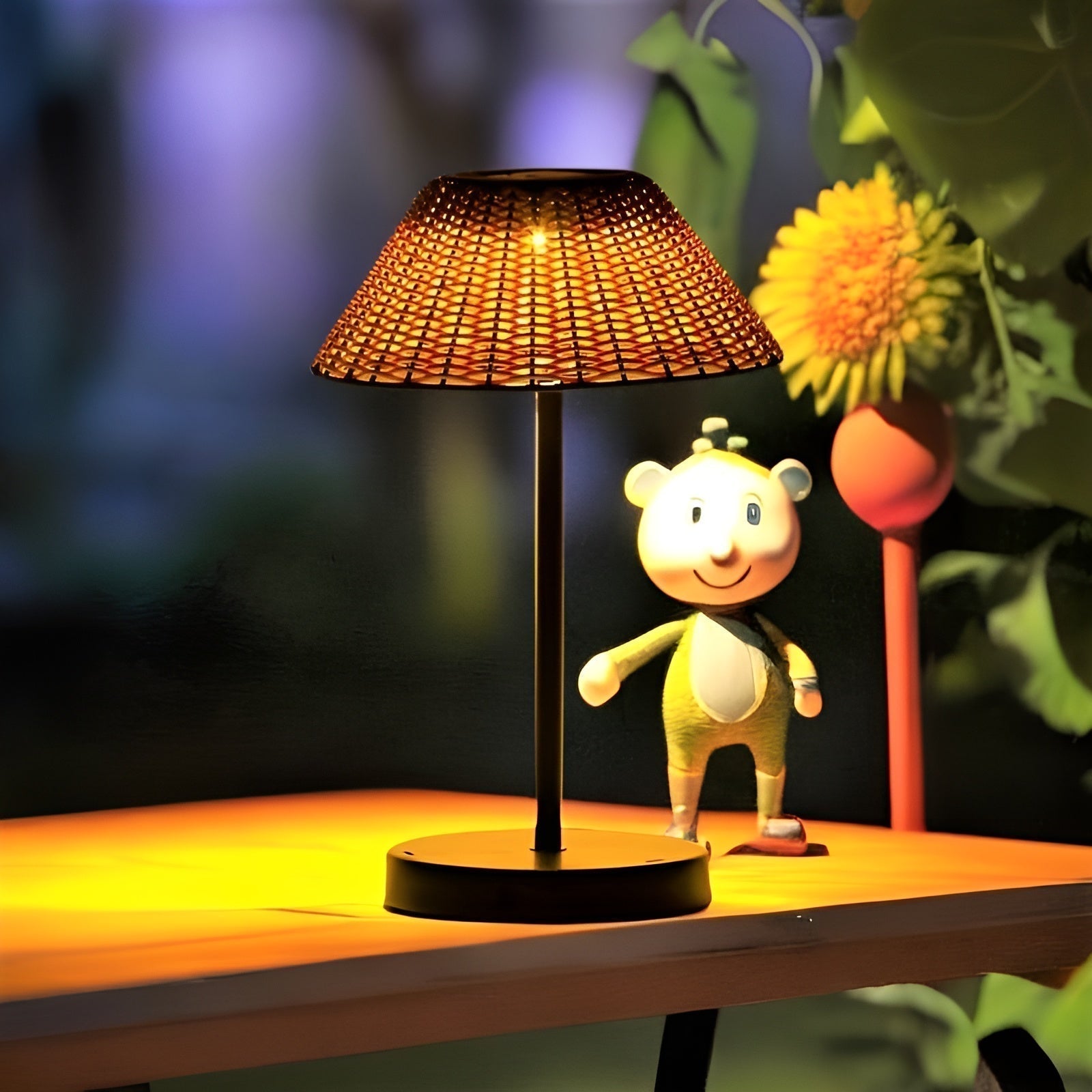 Veska | Elegant GardenWoven Solarbordslampa - Väderbeständig & Energisnål