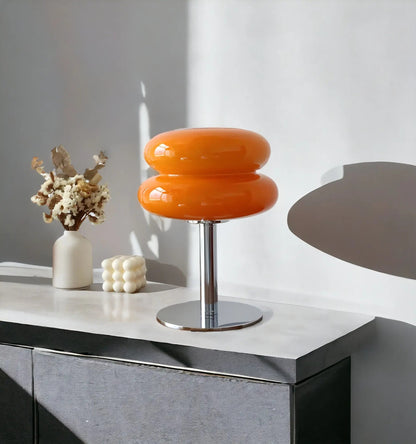Veska | Elegant Macaron Glass Table Lamp with USB - 3 Ljusfärger Orange