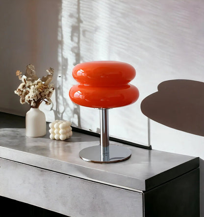 Veska | Elegant Macaron Glass Table Lamp with USB - 3 Ljusfärger Röd