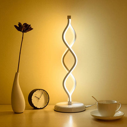 Veska | Elegant Vit LED Spiral Bordslampa – Perfekt för Stiliga Utrymmen Vit