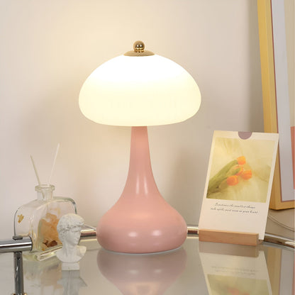 Veska | Eleganza Luxe Bordslampa – Tidslös Svampform med LED-dimningsfunktion i Mjuka Färger Rosa Akrylskärm