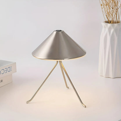 Veska | Eleganza Luxe Bordslampa – USB-laddningsbar LED-belysning med elegant design i svart, guld och silver Silversilver
