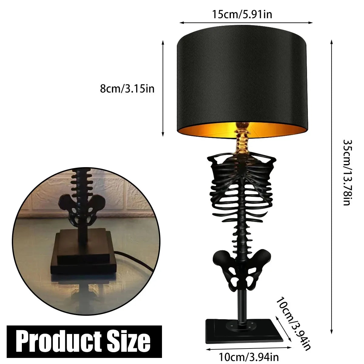 Veska | Gammal Skelett Bordslampa – Hantverk och Mystisk Design