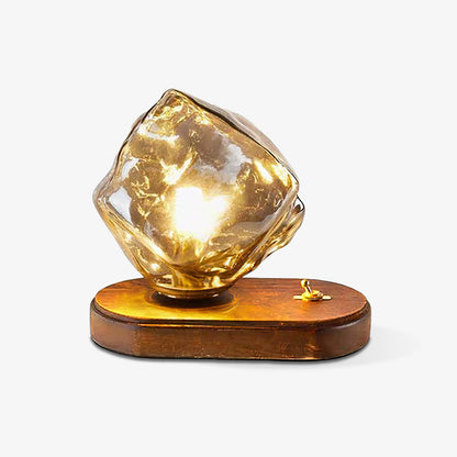 Veska | GlowCraft Bordslampa - Elegant trådlös bordslampa med rörelsesensor Amber och mörkt trä L 20cm x B 12cm x H 15cm