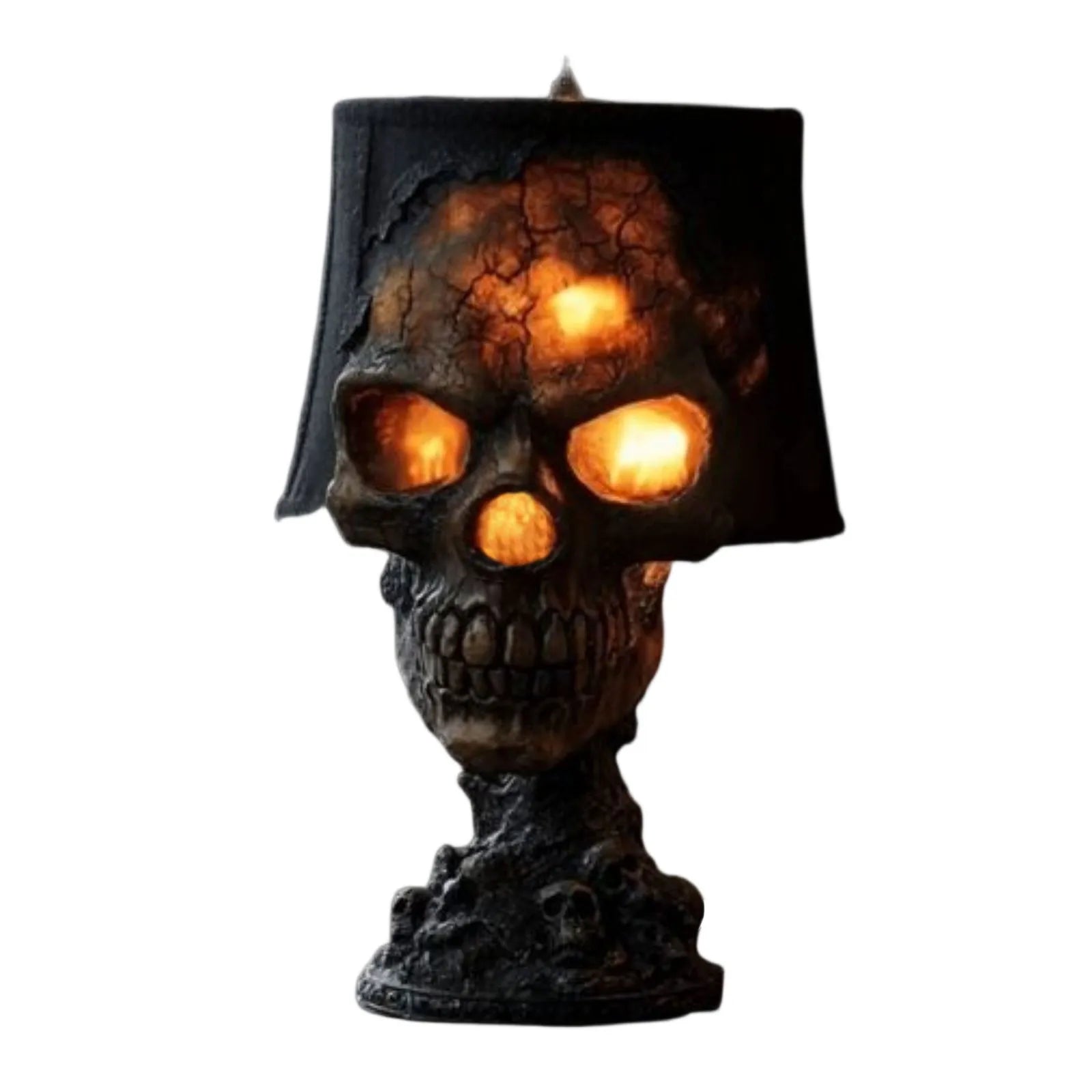 Veska | Gotisk Bordslampa SkullFire | Halloween Skalle Dekor | LED Ambient Ljus | 20 x 11 x 11 cm